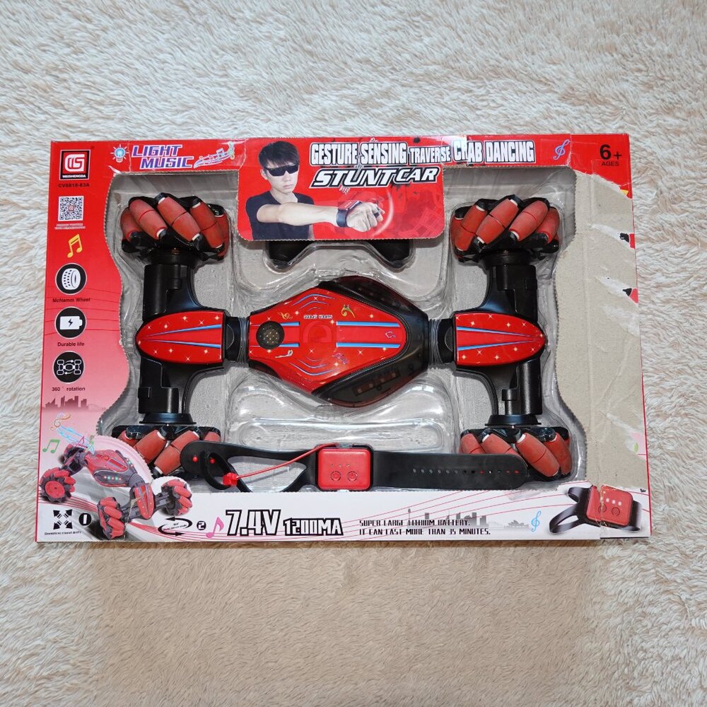 Red Gesture Sensing Traverse Crab Dancing Stunt Car with Lights, Music